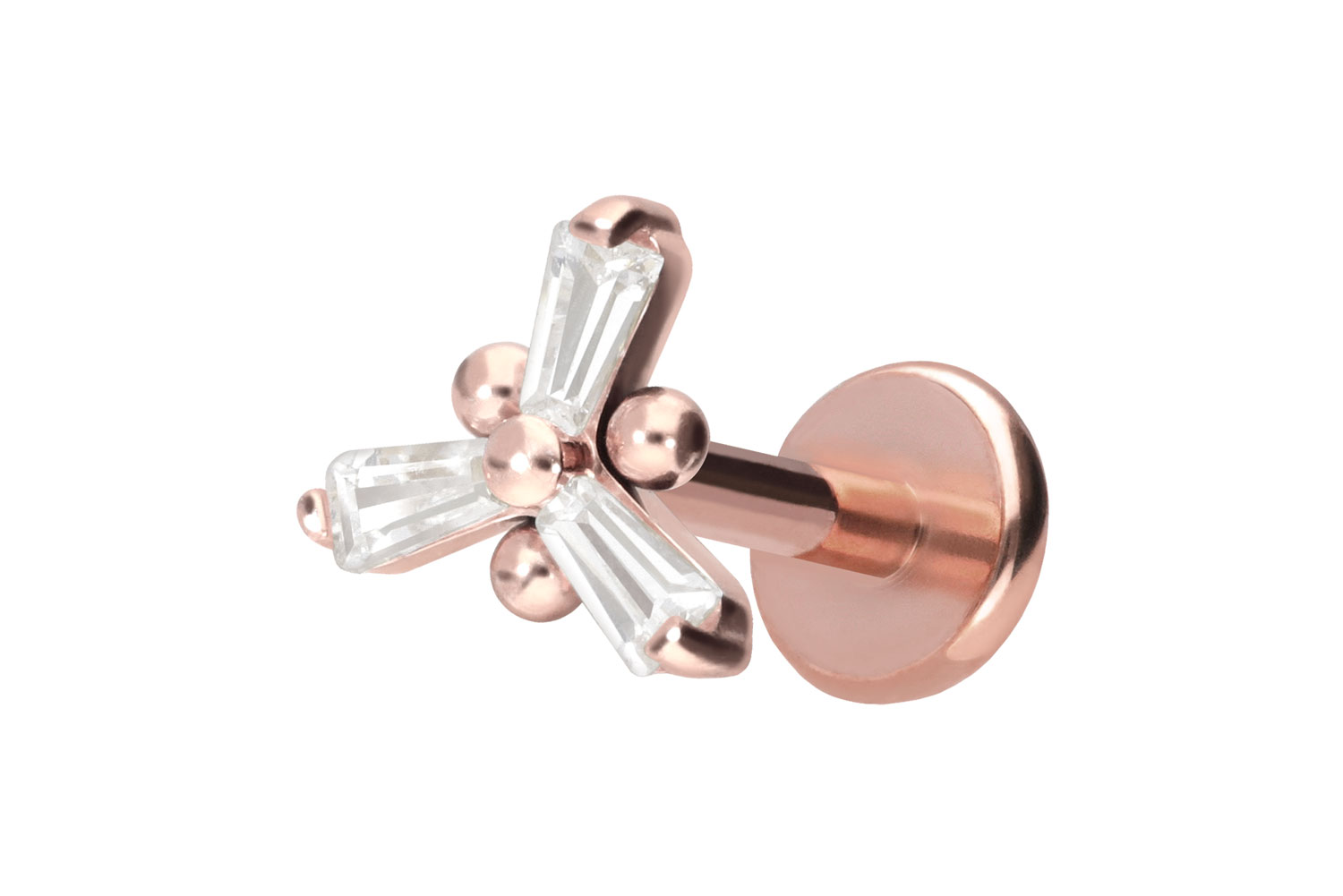 Titan Labret Piercing mit Push Fit KRISTALLBLUME